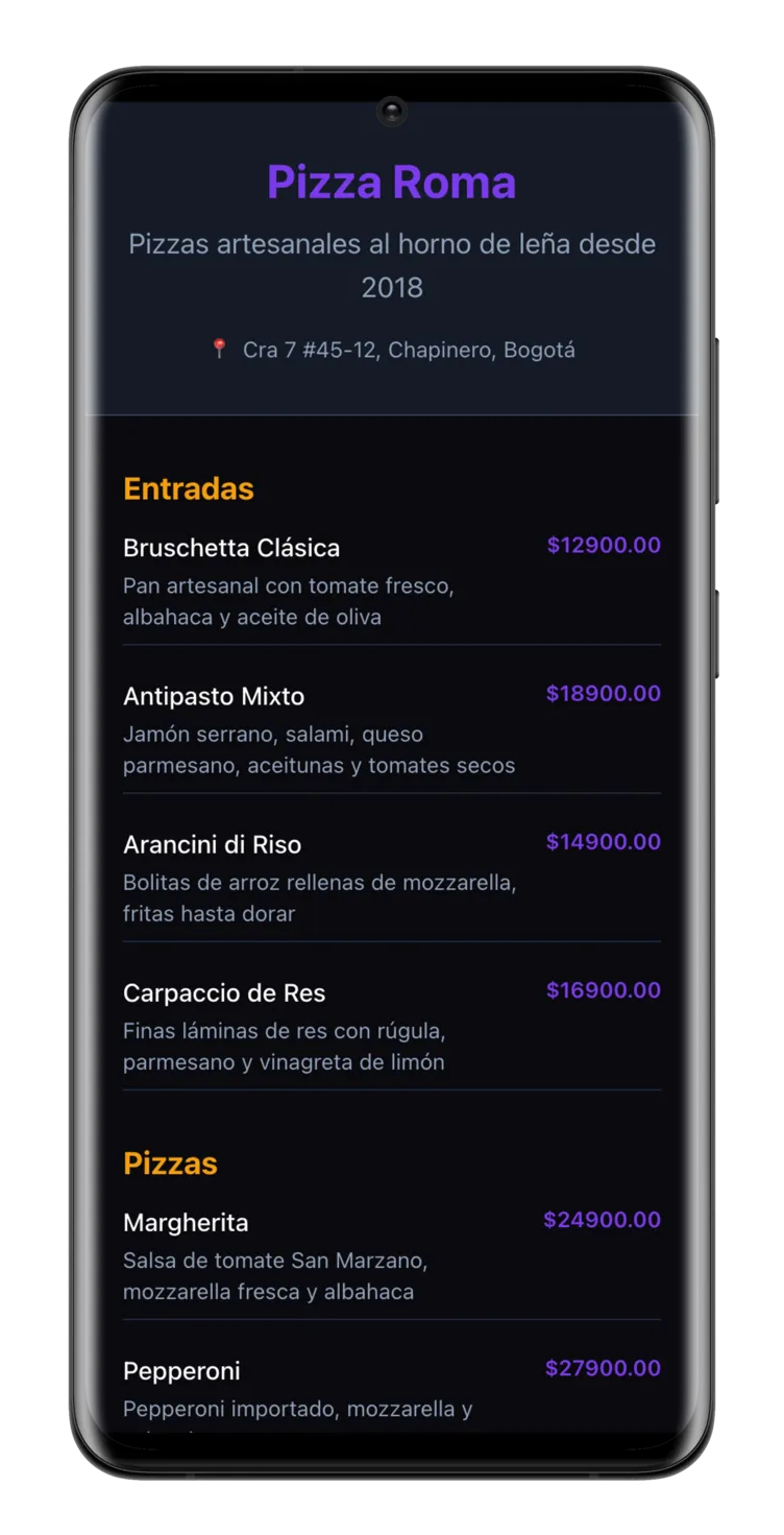 Menú digital